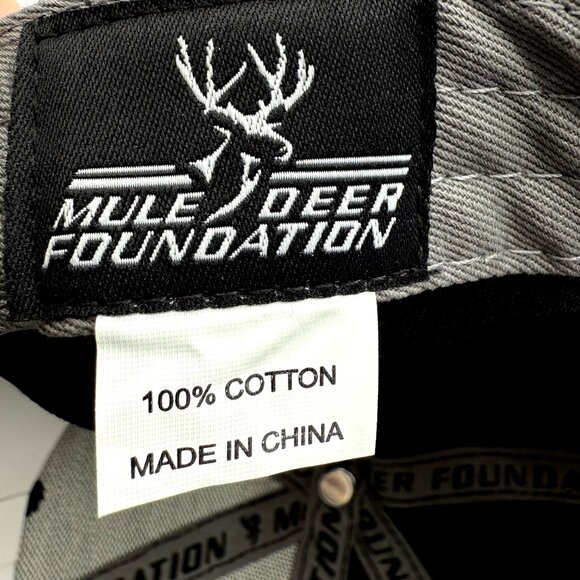 Mule Deer Foundation Black Cotton Strapback Hat – Embroidered Antler Logo - Picture 7 of 9